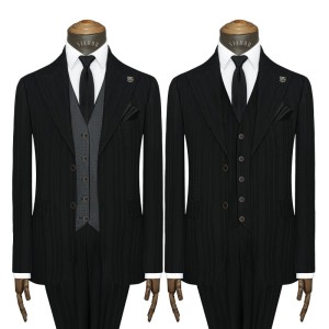 کت شلوار ژیله دورو دو دکمه دو چاک سیامد طرح دیپلمات محو سیامد کدparti 232