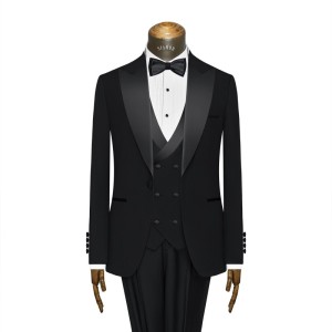 کت شلوار یقه بلیزر ژیله ساتن دار  تاکسیدو سیامد_EDG298.1/4041