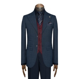 تک کت دو دکمه دوچاک یقه بلیزر شاخدار TENSELسیامد E-10-20-214-vh Siamod