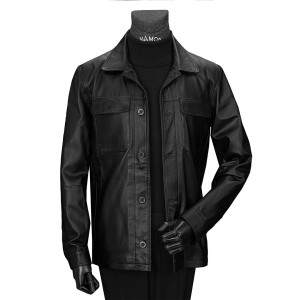 کاپشن یقه مردانه دوخت بانتو طرح سافاری تمام چرم سیامد کد 8005