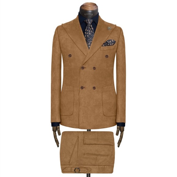 کت شلوار دبل برست جیب رو میکرو جیر یقه بلیزر ایتالیایی سیامد