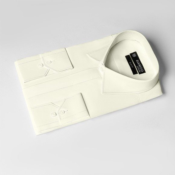 پیراهن مردانه پارچه دوشین ساده دکمه مخفی سیامد Siamod