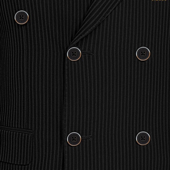 کت وشلوار دبل برست کراویزه طرح دیپلمات یقه بلیزر  پلی ویسکون سیامد