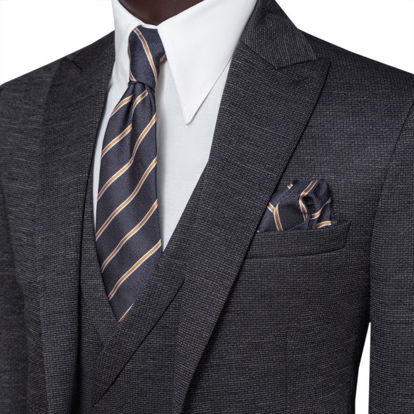 کت و شلوار و ژیله تک دکمه یقه بلیزر ژیله آرشال افکت دار سیامد Siamod