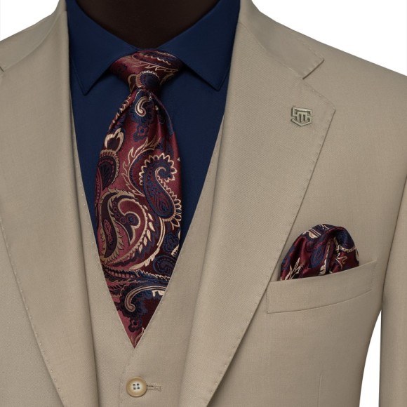 کت و شلوار و ژیله دو دکمه دو چاک یقه انگلیسی آلتین سیامد Siamod