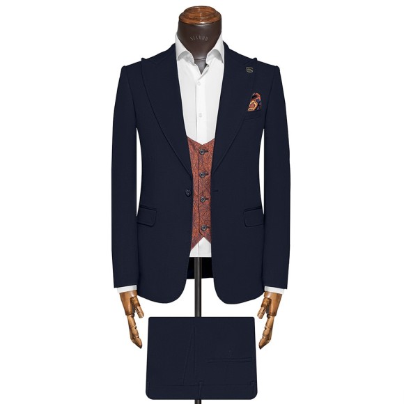 کت شلوار ژیله یقه بلیزر شاخدار تک دوکمه 2چاک التین سیامد