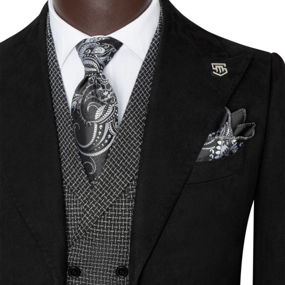 تک کت دو دکمه دوچاک یقه بلیزر شاخدار میکروجیر سیامد E-11-04-215 Siamod