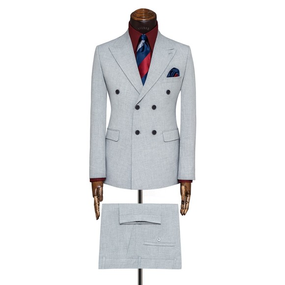 کت و شلوار ۶ دکمه دو چاک دبل برست یقه بلیزر پارچه بزیاق سیامد Siamod