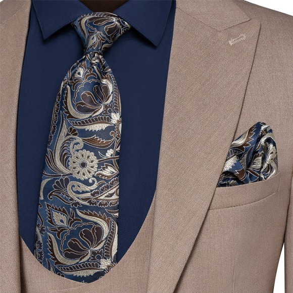 کت و شلوار و ژیله تک دکمه یقه بلیزر جودون ریز سیامد Siamod