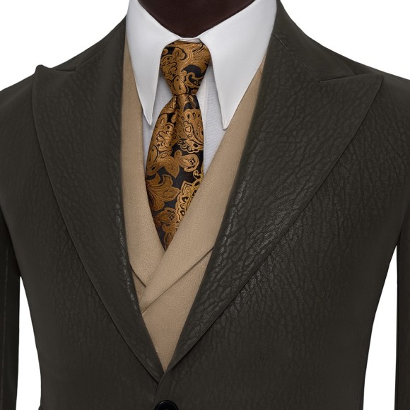 نیم پالتو چرم یقه بلیزر شاخ دار سیامد E-401-8-10 siamod