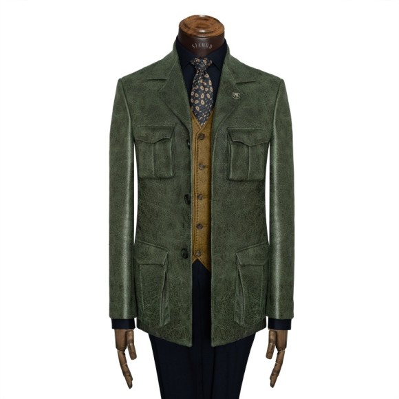 اورکت چرم یقه انگلیسی سافاری سیامد کد KLS_h04/09/402