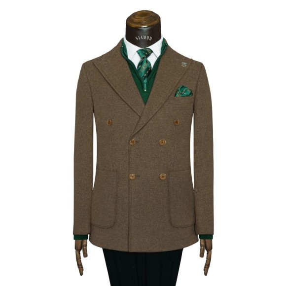 نیم پالتو 6دکمه یقه بلیزر ایتالیایی جیب رو دو چاک وول سیامد کد golf_164