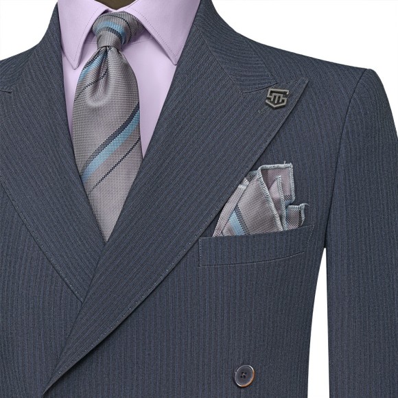 کت وشلوار دبل برست کراویزه طرح دیپلمات یقه بلیزر  پلی ویسکون سیامد