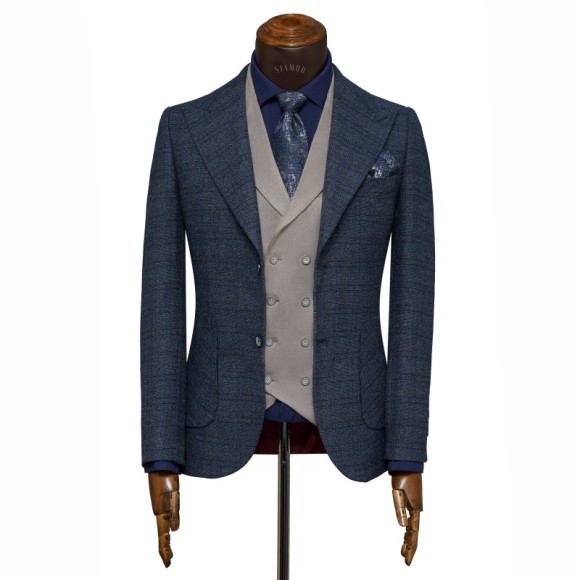 تک کت دو دکمه دوچاک یقه بلیزر شاخدار آکفیل سیامد E-11-10-126 Siamod