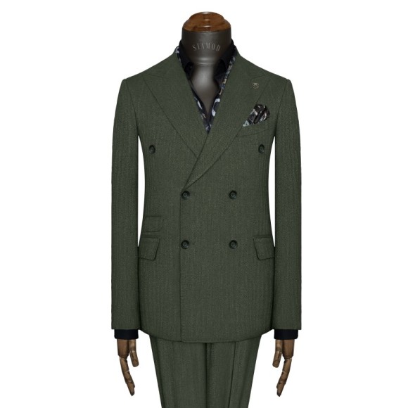 کت شلوار دبل برست 6دکمه دو چاک دیپلمات جناقی سیامد کد_H23/11/402