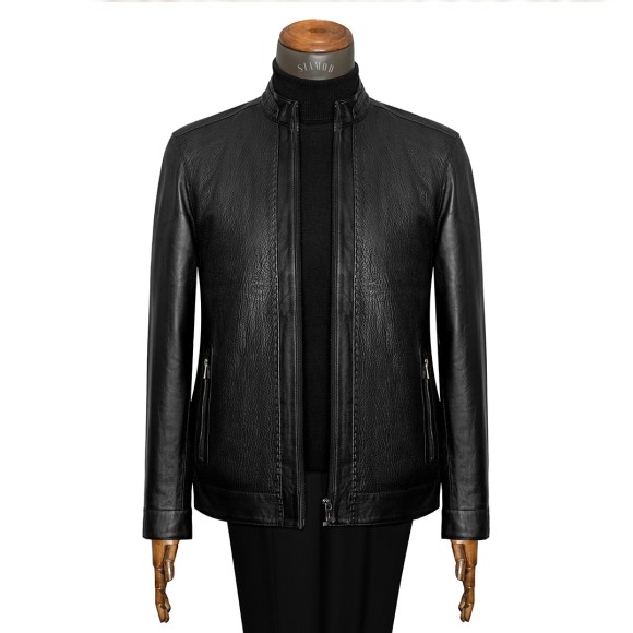 کاپشن یقه حاکم کژوال تمام چرم سیامد 8645