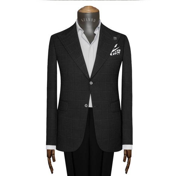 تک کت دودکمه یقه بلیزر آکفیل سیامد E-11-29-150 Siamod