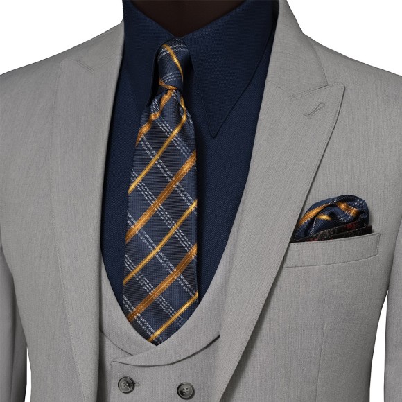 کت و شلوار و ژیله تک دکمه یقه بلیزر سفران اتوک Etock