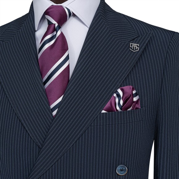 کت وشلوار دبل برست کراویزه طرح دیپلمات یقه بلیزر  پلی ویسکون سیامد