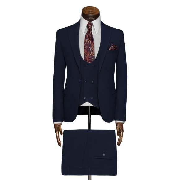 کت و شلوار و ژیله تک دکمه یقه بلیزر ژیله ساده بزیاق سیامد Siamod