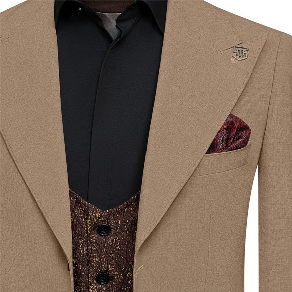 کت شلوار ژیله یقه بلیزر دوخت بانتو پارچه بزیاق سیامد