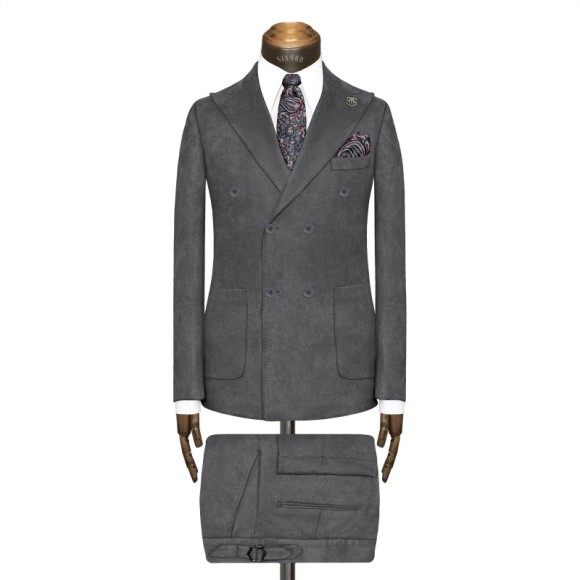 کت شلوار دبل برست جیب رو میکرو جیر یقه بلیزر ایتالیایی سیامد