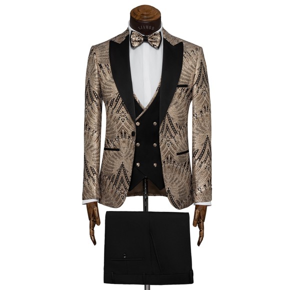 کت و شلوار و ژیله و پاپیون طرح دار یقه بلیزر سوییت سارتوریا Suit Sartoria