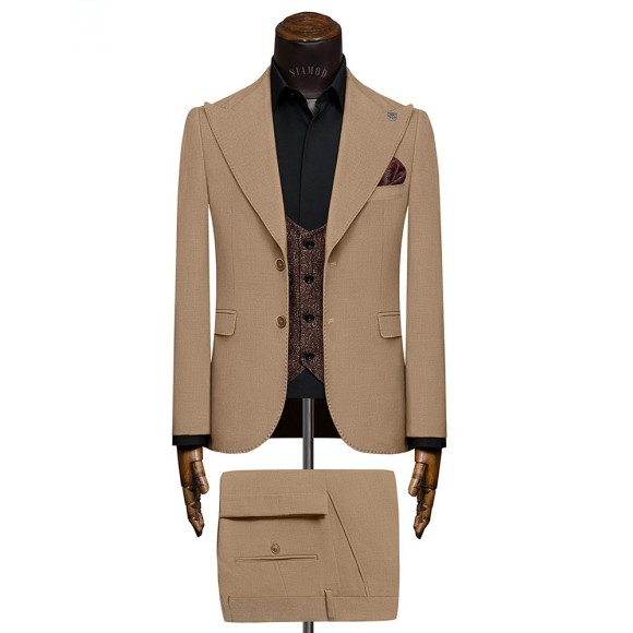 کت شلوار ژیله یقه بلیزر دوخت بانتو پارچه بزیاق سیامد