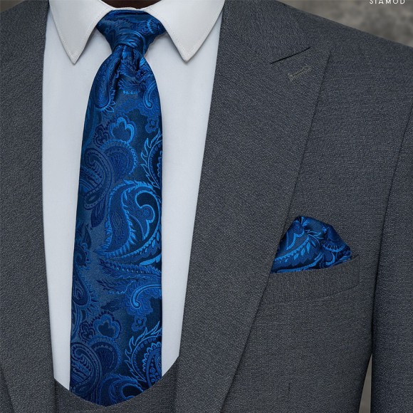 کت و شلوار و ژیله تک دکمه یقه بلیزر جودون ریز سیامد Siamod