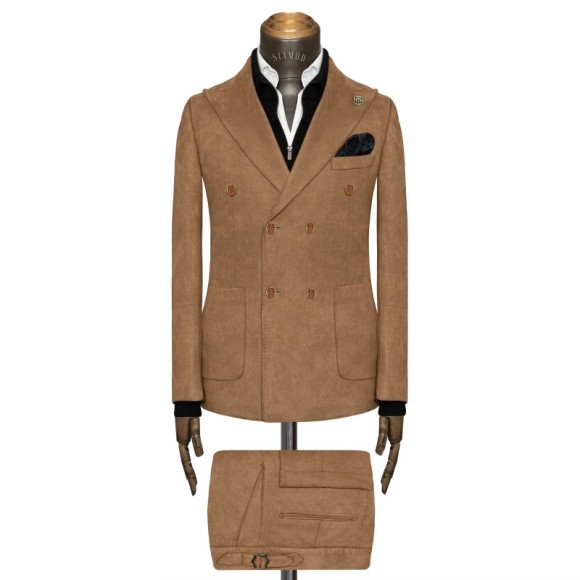 کت شلوار دبل برست جیب رو میکرو جیر یقه بلیزر ایتالیایی سیامد