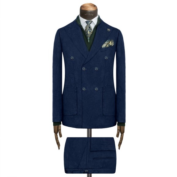 کت شلوار دبل برست جیب رو میکرو جیر یقه بلیزر ایتالیایی سیامد