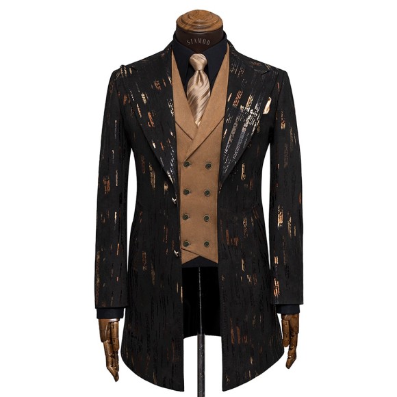 نیم پالتو پارچه سوئیت طرح چاپ یقه بلیزر شاخ دار سیامد H-401-8-14 siamod