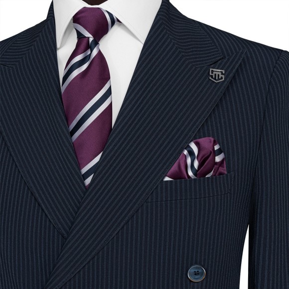 کت وشلوار دبل برست کراویزه طرح دیپلمات یقه بلیزر  پلی ویسکون سیامد