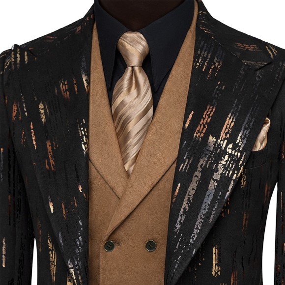 نیم پالتو پارچه سوئیت طرح چاپ یقه بلیزر شاخ دار سیامد H-401-8-14 siamod