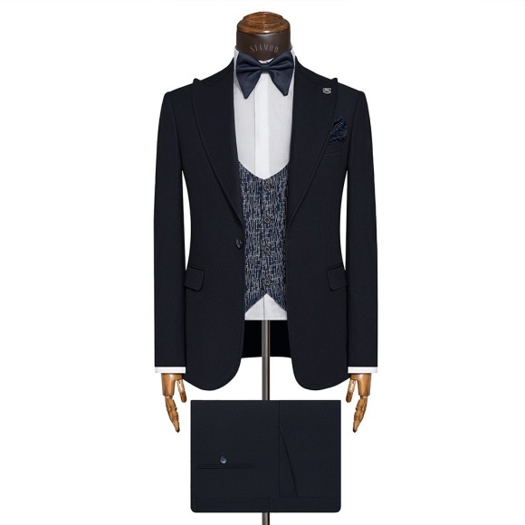 کت شلوار ژیله یقه بلیزر شاخدار تک دوکمه 2چاک التین سیامد