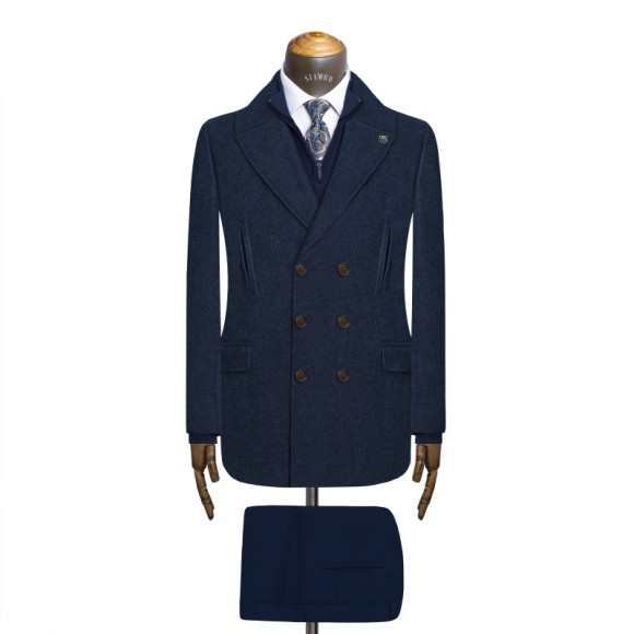 نیم پالتو  6دکمه  یقه شالی   موهر   سیامد E_401_8_22