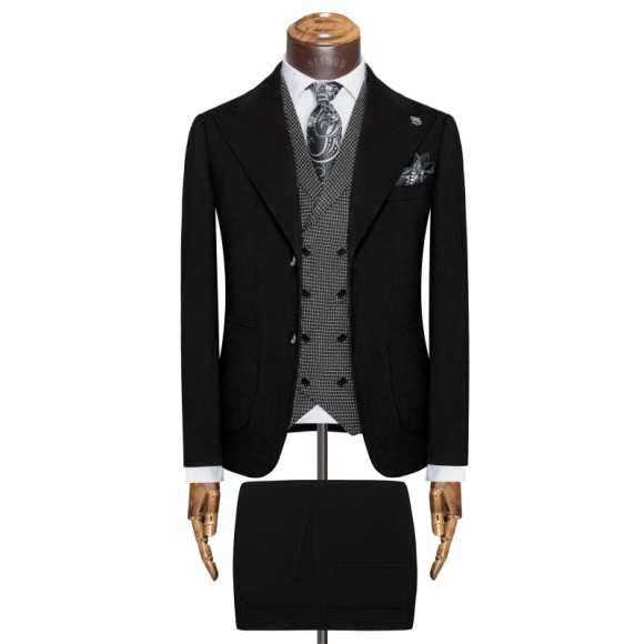 تک کت دو دکمه دوچاک یقه بلیزر شاخدار میکروجیر سیامد E-11-04-215 Siamod