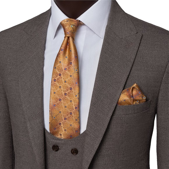 کت و شلوار و ژیله تک دکمه یقه بلیزر رگه دار سیامد Siamod