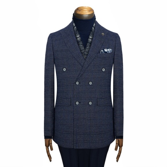 تک کت دبل برست دوچاک یقه بلیزر شاخدار آکفیل سیامد E-11-06-99 Siamod