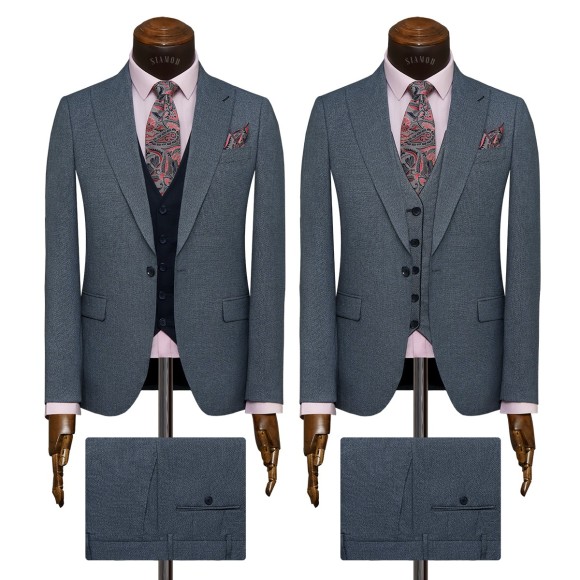 کت و شلوار و ژیله کمبین دو رو تک دکمه دوچاک یقه بلیزر الگانس سیامد