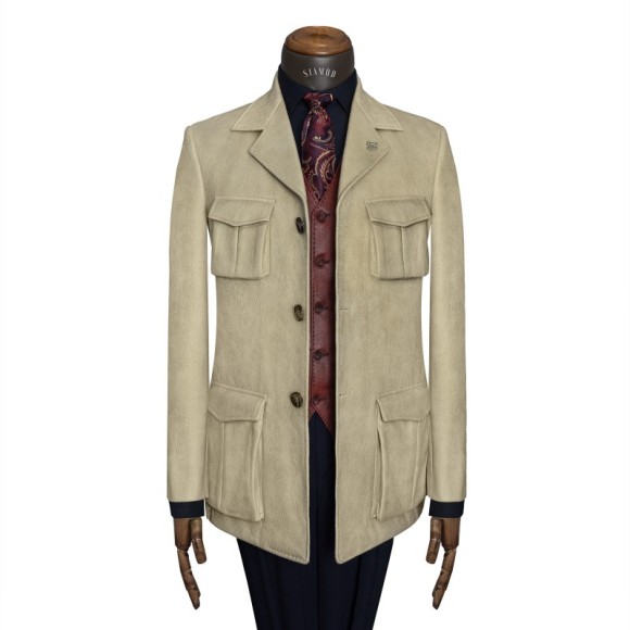 اورکت چرم یقه انگلیسی سافاری سیامد کد KLS_h04/09/402