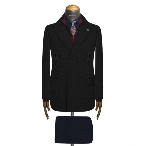 نیم پالتو  6دکمه  یقه شالی   موهر   سیامد E_401_8_22