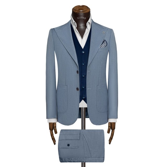 کت وشلوار یقه بلیزر  دودکمه دو چاک جیب رو ایتالیایی وول سیامد کد jolf 86