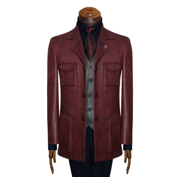 اورکت چرم یقه انگلیسی سافاری سیامد کد KLS_h04/09/402