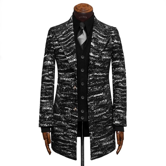 نیم پالتو زبرا یقه بلیزر شاخ دار سیامد H-401-8-14 siamod