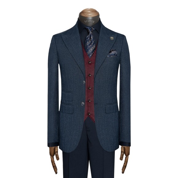 تک کت دو دکمه دوچاک یقه بلیزر شاخدار TENSELسیامد E-10-20-214-vh Siamod