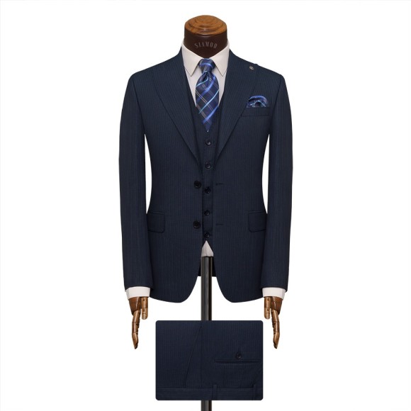 کت و شلوار ژیله TEKE دیپلمات راه ریز یقه بلیزر دو دکمه دو چاک wool