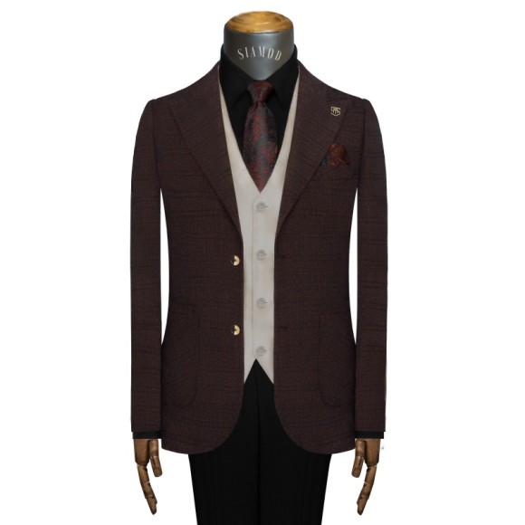 تک کت دو دکمه دوچاک یقه بلیزر شاخدار آکفیل سیامد E-11-10-126 Siamod