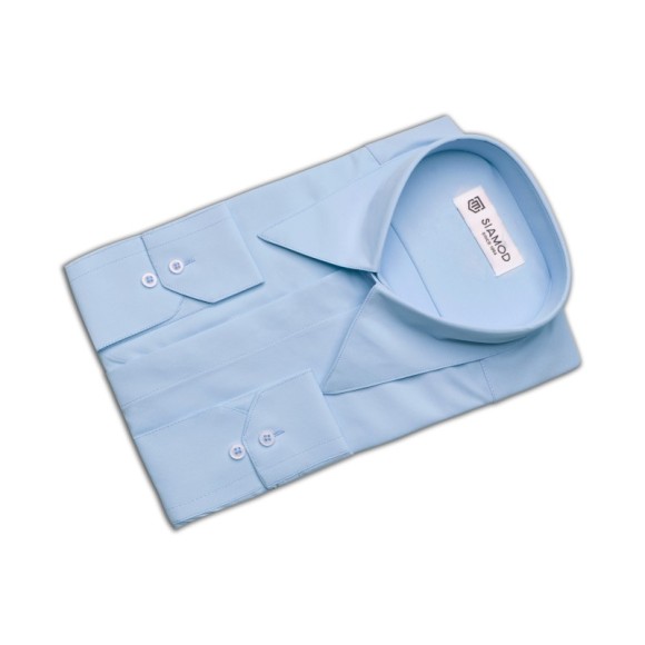 پیراهن مردانه استین بلند یقه امریکایی دکمه مخفی کرپ دوشین سیامد