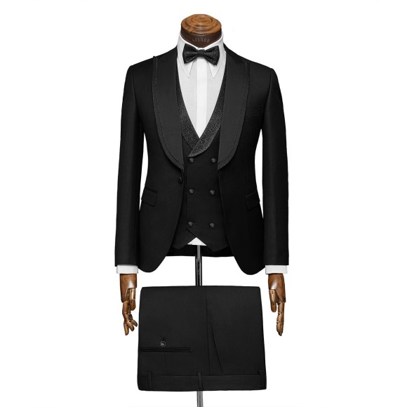 کت و شلوار و ژیله و پاپیون تک دکمه یقه بلیزر دوبل وول Di Claro